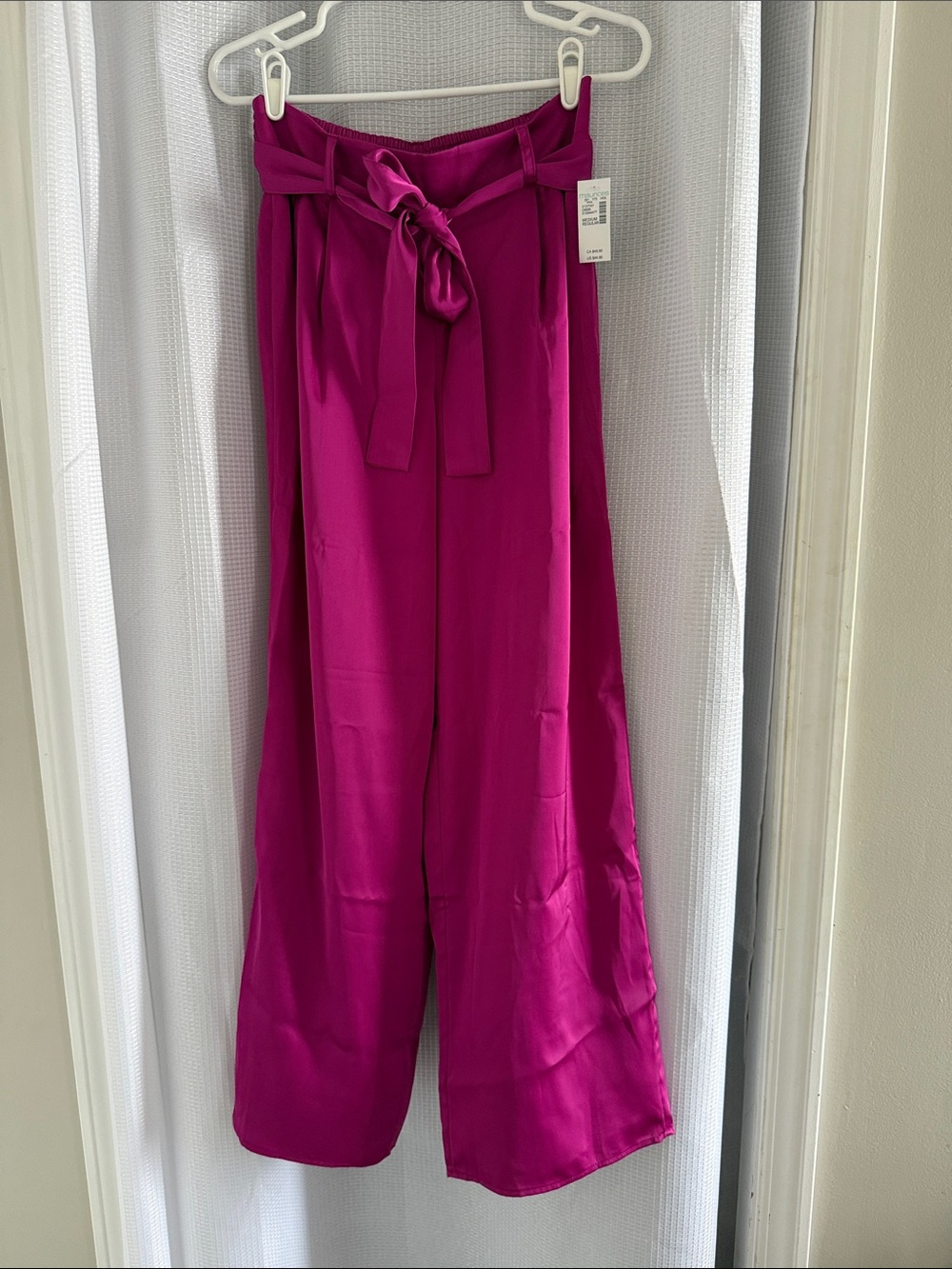 Maurices Fuchsia Wide-Leg Tie-Waist Pants